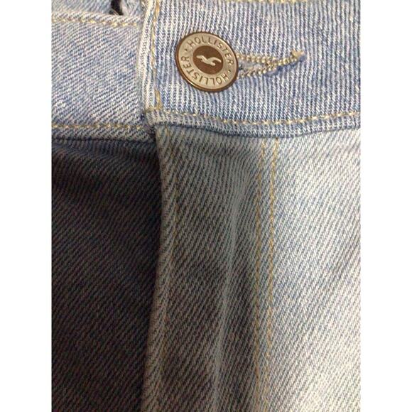 Hollister Ultra High Rise Mom Patchwork Stretch Jeans Women W29xL27 Blue Raw Hem - Picture 3 of 9